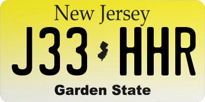 NJ license plate J33HHR