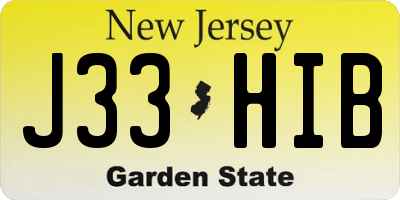 NJ license plate J33HIB