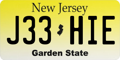 NJ license plate J33HIE