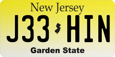 NJ license plate J33HIN