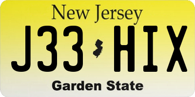 NJ license plate J33HIX