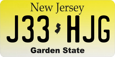 NJ license plate J33HJG