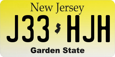NJ license plate J33HJH