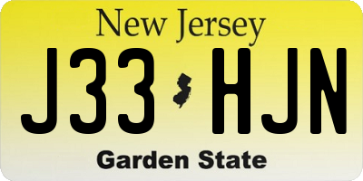 NJ license plate J33HJN