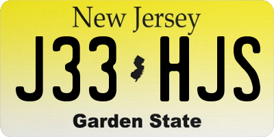 NJ license plate J33HJS