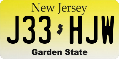 NJ license plate J33HJW