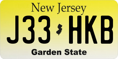 NJ license plate J33HKB