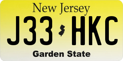 NJ license plate J33HKC