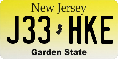 NJ license plate J33HKE