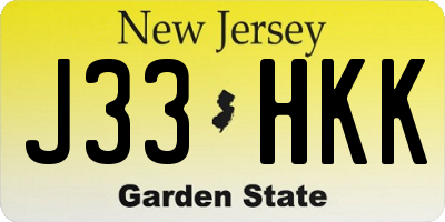 NJ license plate J33HKK