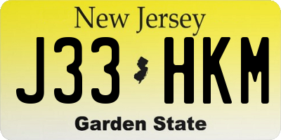 NJ license plate J33HKM