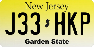 NJ license plate J33HKP
