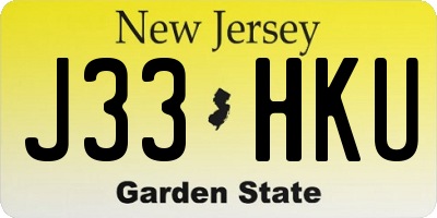 NJ license plate J33HKU