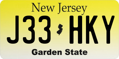 NJ license plate J33HKY