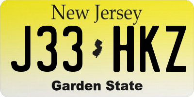 NJ license plate J33HKZ