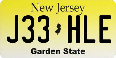 NJ license plate J33HLE