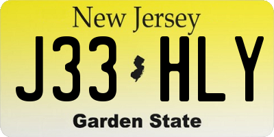NJ license plate J33HLY