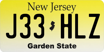 NJ license plate J33HLZ