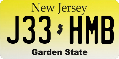 NJ license plate J33HMB