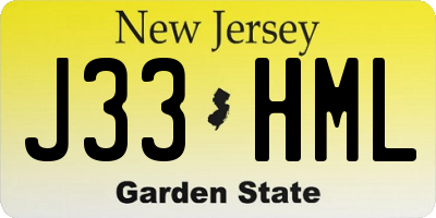 NJ license plate J33HML