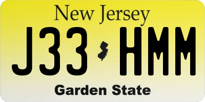 NJ license plate J33HMM