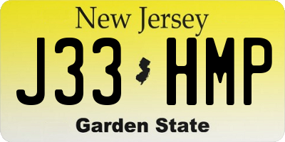 NJ license plate J33HMP