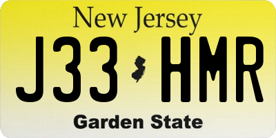 NJ license plate J33HMR