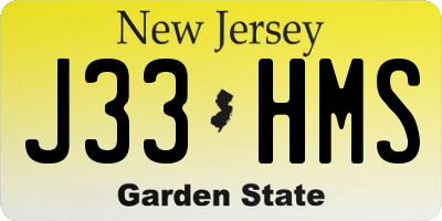 NJ license plate J33HMS