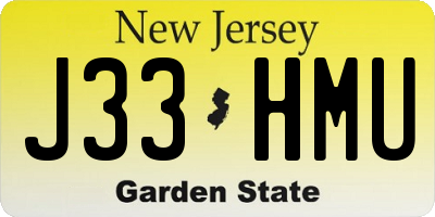 NJ license plate J33HMU
