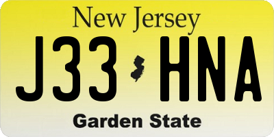 NJ license plate J33HNA