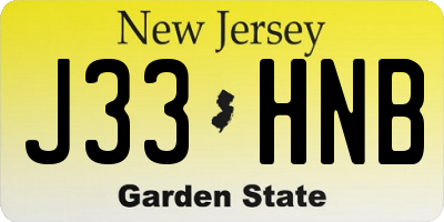 NJ license plate J33HNB