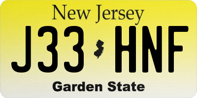 NJ license plate J33HNF