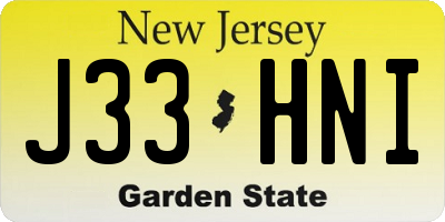 NJ license plate J33HNI