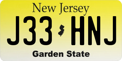 NJ license plate J33HNJ