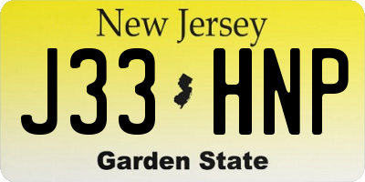 NJ license plate J33HNP