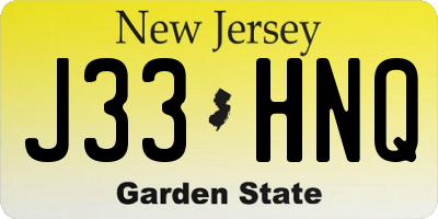 NJ license plate J33HNQ