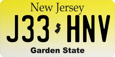 NJ license plate J33HNV