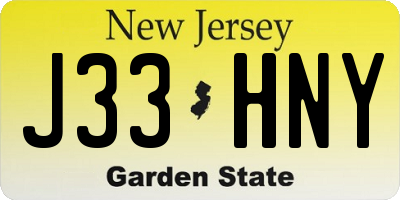 NJ license plate J33HNY