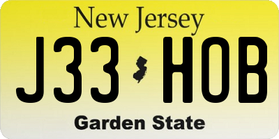 NJ license plate J33HOB