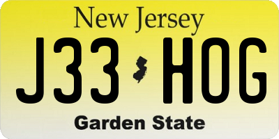 NJ license plate J33HOG
