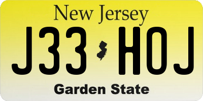 NJ license plate J33HOJ