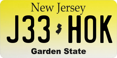 NJ license plate J33HOK