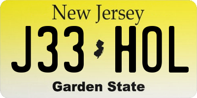 NJ license plate J33HOL