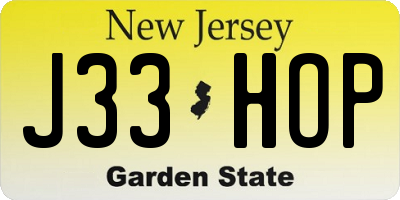 NJ license plate J33HOP