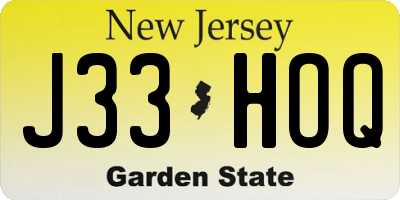NJ license plate J33HOQ