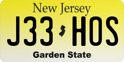 NJ license plate J33HOS