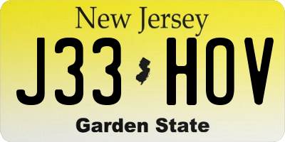 NJ license plate J33HOV