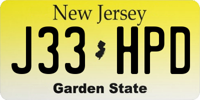NJ license plate J33HPD