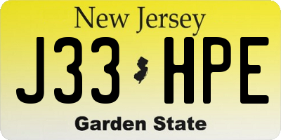 NJ license plate J33HPE