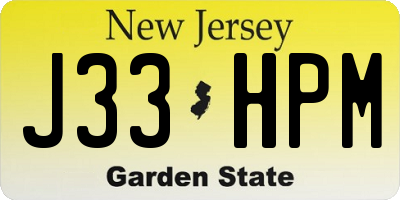 NJ license plate J33HPM